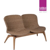 Einzigartige geflochtene Gartenbank mit zwei Sitzen von MBM - Love Seat Orlando / Natur von Gartentraum.de