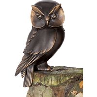 Elegante Kauz Tierskulptur - wetterfeste Bronze - Kauz stehend von Gartentraum.de