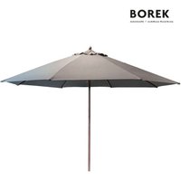 Eleganter Design Sonnenschirm von Borek mit Stange aus Holz - Lucia Sonnenschirm / Grau / 300cm (Dm) von Gartentraum.de