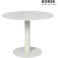 Eleganter Gartentisch in grau oder weiß aus Edelstahl mit Dekton Platte - Borek - Peniche Gartentisch / Weiß / Tischplatte Rem von Gartentraum.de