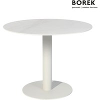 Eleganter Gartentisch in grau oder weiß aus Edelstahl mit Dekton Platte - Borek - Peniche Gartentisch / Weiß / Tischplatte Trilium von Gartentraum.de