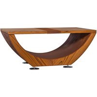 Eleganter Outdoor Tisch aus Holz und Stahl mit Ablage - Masuria - Narie Couchtisch / Rost / nein von Gartentraum.de