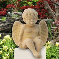 Engel Mauerhocker Figur - Seduto / Portland weiß von Gartentraum.de