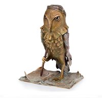 Eule schreibt in Buch - limiterte Bronzeskulpturen - Chouette Artiste von Gartentraum.de