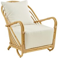 Extravaganter Lounge Sessel aus Alu Rattan mit Armlehnen in hellbraun - Loungesessel Blenda / Beige von Gartentraum.de