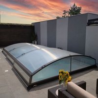 Extrem flache Poolabdeckung - Sonderanfertigung - Aluminium & Polycarbonat - Tansanit Low / 6 Segmente - 450x1270cm (BxL) von Gartentraum.de