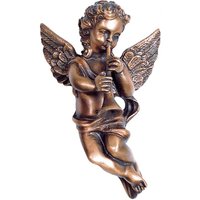 Fliegender Engel aus Bronze mit Posaune - Angelo Tetere / Bronze Patina Asche von Gartentraum.de