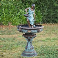 Floraler Bronze Standbrunnen mit Patina - Fidelia von Gartentraum.de