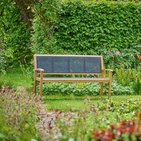 Formschöne Gartenbank aus Teakholz mit Armlehnen - Harriett Gartenbank / Taupe von Gartentraum.de