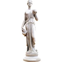 Frauenstatue mit Krügen auf Sockel - Steinguss Gartenfigur - Tayan / Sand von Gartentraum.de