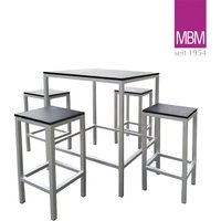 Garten Bar Set aus Aluminium & Resysta - MBM - Tisch & 4 Barhocker - Dice Bar Set von Gartentraum.de