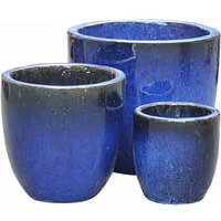 Garten Blumentöpfe im 3er Set - blaue Keramik - Kumari von Gartentraum.de