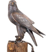 Garten Bronze Vogelfigur mit Lederband - Falke mit Band von Gartentraum.de