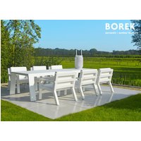 Garten Esstisch Garnitur von Borek - Aluminium weiß - 6 Gartenstühle & Tisch - Viking Sitzgruppe / Weiß von Gartentraum.de