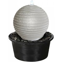 Garten Kugelbrunnen in Stein Optik mit Einbaubecken Komplettset Fi-Beton - Kamulys / Weiß / Brunnen 30cm - Becken 65cm von Gartentraum.de