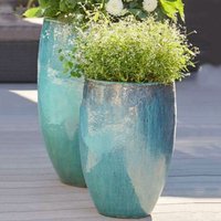 Garten Pflanzvase aus Keramik - 2er Set - Blaugrün - Oleto von Gartentraum.de