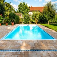 Garten Pool mit Skimmer aus Polypropylen - rechteckig - mit Stufen - Ibiza / 150x610x310cm (HxBxT) / Blau von Gartentraum.de