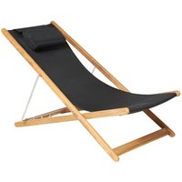Garten Relax Stuhl aus Teakholz & Textilene - modern - Harriett Liegestuhl / Schwarz von Gartentraum.de
