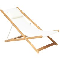 Garten Relax Stuhl aus Teakholz & Textilene - modern - Harriett Liegestuhl / Weiß von Gartentraum.de