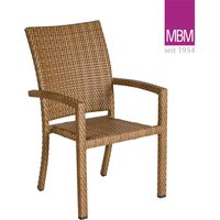 Garten Stapelstuhl von MBM - Alu & Polyrattan - mit Armlehnen - Sessel Bellini / mit Sitzkissen Ecru von Gartentraum.de