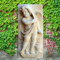 Garten Stein Relief mit Engel - L'Inverno / Antikgrau von Gartentraum.de