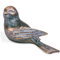 Garten Vogelstatue klein aus robustem Alu - Vogel Pan links / Aluminium grau von Gartentraum.de