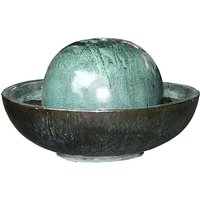Gartenbrunnen Kugel mit Schale - Keramik in Jade - Muraso / 40x65cm (HxDm) von Gartentraum.de