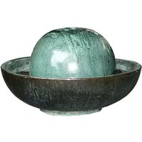 Gartenbrunnen Kugel mit Schale - Keramik in Jade - Muraso / 29x54cm (HxDm) von Gartentraum.de