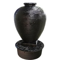 Gartenbrunnen als Brunnenamphore mit Pumpe - Fiberglas-Beton - Komplett-Set - Ovalis / Schwarz Gartenbrunnen als Brunnenamphore mit Pumpe - Fiberglas-Beton - Komplett-Set - Ovalis / Schwarz von Gartentraum.de