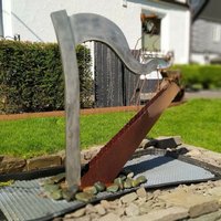 Gartenbrunnen als Harfe - Edelstahl & Cortenstahl - Dokanga von Gartentraum.de