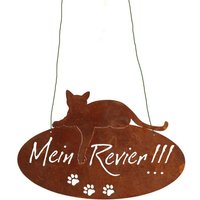 Gartendeko Schild Mein Revier Katze - Metall Rost - Scutum von Gartentraum.de