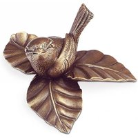 Gartendekoration - Aluminium Vogelfigur auf Blatt - Vogel mit Blättern / Aluminium schwarz von Gartentraum.de