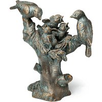 Gartenfigur Bronze Vogelfamilie im Baum - Vogelnest von Gartentraum.de