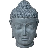 Gartenfigur Buddha Kopf aus Polystone in dunkelgrau - Atanga / 51x34x37cm (HxBxT) von Gartentraum.de