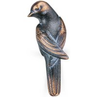 Gartenfigur Kantendeko kleiner Bronze-Vogel - Vogel Vigo links / Bronze Patina Wachsguss von Gartentraum.de