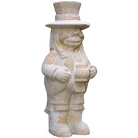 Gartenfigur kleiner Wassergeist mit Zylinder aus Steinguss - Mataki / Sand von Gartentraum.de