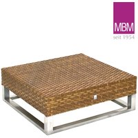 Gartenlounge Tisch aus Alu & Kunststoffgeflecht - braun - MBM - Loungetisch Madrigal / mit Glasplatte von Gartentraum.de