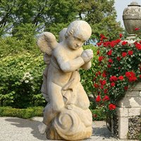Gartenskulptur mit Engel - Rafael / Antikgrau von Gartentraum.de