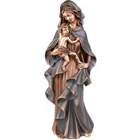 Gartenstatue Maria mit Kind aus Bronze - Madonna Silvia / 30x14x8cm (HxBxT) / Bronze braun von Gartentraum.de