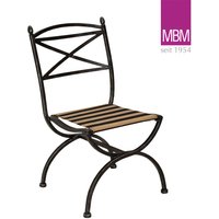 Gartenstuhl antik ohne Armlehnen - MBM - Metall/Eisen - Stuhl Medici / mit Sitz- Rückenkissen Sand von Gartentraum.de