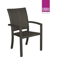 Gartenstuhl dunkelbraun - stapelbar - Alu & Mirotex - MBM - Gartenstuhl Bellini / mit Sitzkissen Ecru von Gartentraum.de