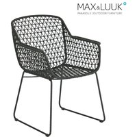 Geflochtener Gartensessel aus Stahl mit Armlehnen von Max & Luuk - Austin Stuhl / Braun / ohne Sitzkissen von Gartentraum.de