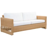 Geflochtenes Outdoor Loungesofa aus Aluminium und Polyrattan in hellbraun - 3-Sitzer Joana / mit Polster von Gartentraum.de