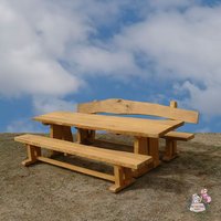 Gemütliche Sitzecke aus Eichenholz mit zwei Bänken und Tisch - Sitzgarnitur Lancelot / ohne Rückenlehne von Gartentraum.de