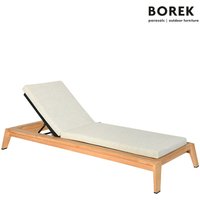 Gepolsterte Gartenliege aus Teak mit Rädern und verstellbarer Rückenlehne - Borek - Hybrid Lounger von Gartentraum.de