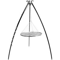 Geschwungener Tripod Grill mit Grillrost - pulverbeschichteter Schwenkgrill - Kreta Gartengrill / 50cm / Edelstahl / ohne Kurbel von Gartentraum.de