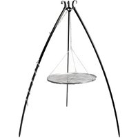 Geschwungener Tripod Grill mit Grillrost - pulverbeschichteter Schwenkgrill - Kreta Gartengrill / 70cm / Edelstahl / ohne Kurbel von Gartentraum.de