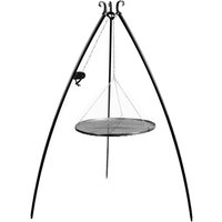 Geschwungener Tripod Grill mit Grillrost - pulverbeschichteter Schwenkgrill - Kreta Gartengrill / 80cm / Stahl / mit Kurbel von Gartentraum.de