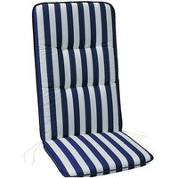 Gestreifte Hochlehner Stuhlauflagen farbig - Auflage Foras / Blau-Weiß gestreift von Gartentraum.de