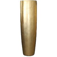 Goldene XXL Indoor Pflanzvase aus Polystone - Glatt - Rund - Mit Einsatz - Kasim / 150x48cm (HxDm) / mit Wasserstandsanzeiger von Gartentraum.de